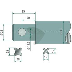 Bale spear Length 1200mm Shape Straight Mailleux 53171