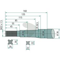 Bale spear tapered nut Faucheux M22X1,5
