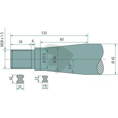 Bale spike conical nut M28X1.5 1200mm