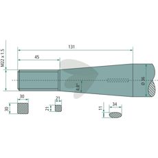 Bale spike conical nut Baas / Trima M22X1.5 1250mm