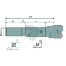 Straight bale spike, with bushing and conical nut 181300