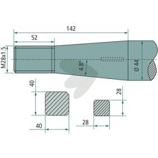 Bale spike conical nut M28X1.5 1400mm
