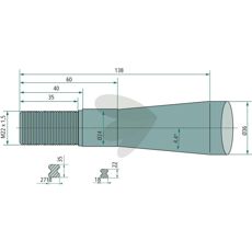 Bale spike conical nut Hauer M22X1.5