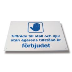 Sign Access to stable and animals without owner