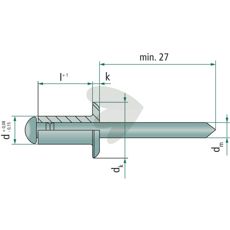 PE 200 blind rivet with flat head 6x20