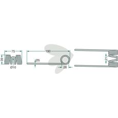 Pick-up pin 190 mm Welger RP 12, 15, 16 S