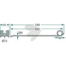 Spring pins hay tedder green - 250-234X