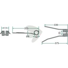 Rake tine left Kemper 375 mm