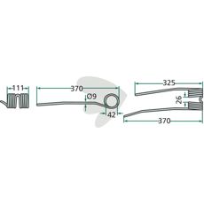 Rake tine left Kemper 370 mm