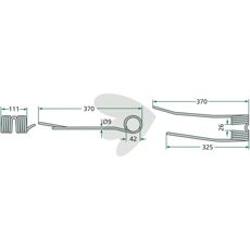 Rake tine right Kemper 370 mm