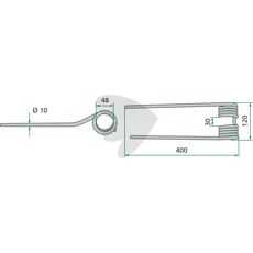 Pin for rotary rake left, red