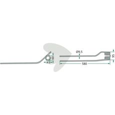 Rake tine external