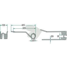 Rake tine Right Deutz Fahr (Kverneland) 405 mm