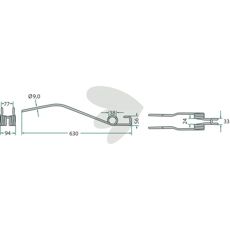 Spring tines Deutz Fahr (Kverneland) 630mm 10-Pack