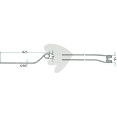 Rake tine right, external