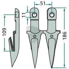 Double finger center blade