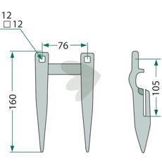 Double finger Toothed knife bottom