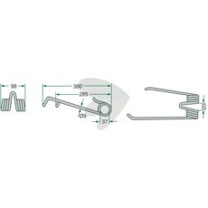 Rake tine left right-handed Lely 380 mm