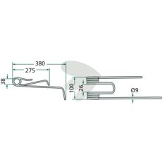 Tine for rotary rake left right-handed yellow