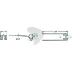 Rake pin rotary tedder Pettinger 386mm - 10-Pack
