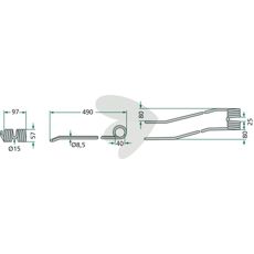 Rake pin Pettinger 490 mm