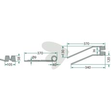 Hay rake tine rotor tedder Fella 370mm Left