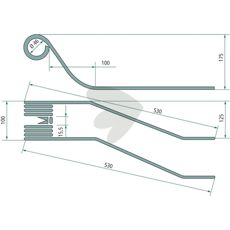 Wheel rake tine Repossi 530 mm