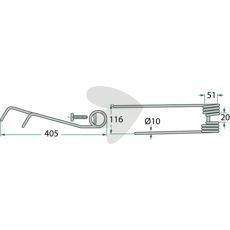 Rake tine left Galfr 405 mm
