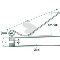 Rake tine Galfr 605 mm