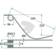 Rake tine Galfré 500 mm
