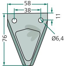 Mower Blade smooth 76x58x2.7 Busatis