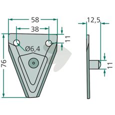 Mower Blade smooth 76x58 Busatis