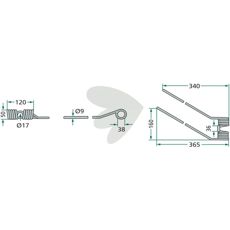 Rake Tine for Rotor Tines Niemeyer 365mm 10-Pack Right