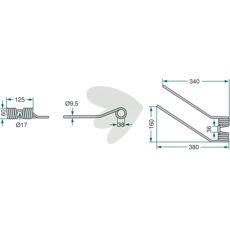 Rake Tine for Rotor Tines Niemeyer 380mm Right