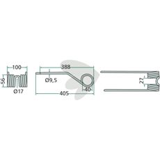 Tine for rotary rake left red