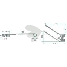 Tine for rotary rake right cream, red marking