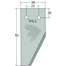 End blade right, serrated on top