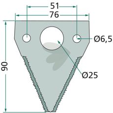 Mower Blade serrated on top hole mm 25-pcs