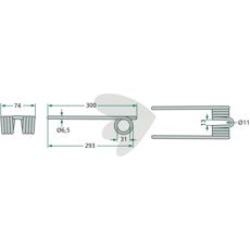 Rake tine long silver