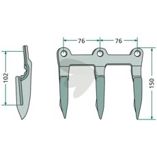Triple finger 8"