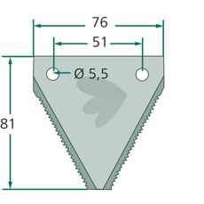 Mower Blade toothed at the bottom 81x76 Mortl