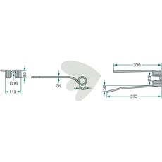 Spring pins rotor turner left straight cream - 436001