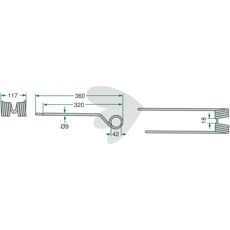 Rake tine 360 mm PZ (Kverneland) Flevo 480