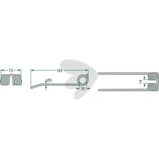 Pick-up tine Kuhn, Vicon, Deutz Fahr, Kverneland 185 mm