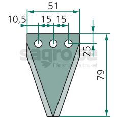 Mower blade straight 79x51 hole mm 25 pcs