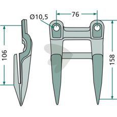 Double finger 5", with crossbar
