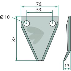 Angled knife for feed mixer