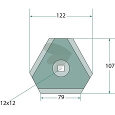 Knife for feed mixer 77 x 106 mm