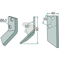 Knife for feed mixer left, angled