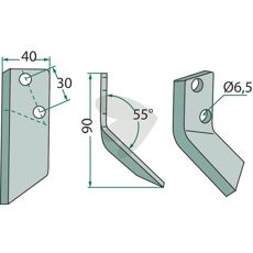 Knife for feed mixer right, angled